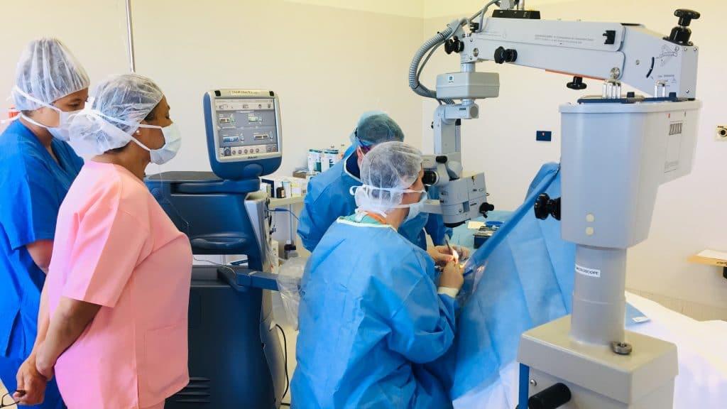 Team of eye care specialists conduct modern cataract surgeries