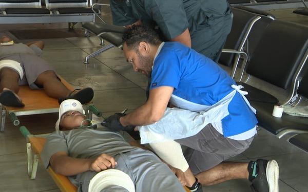 First responders carry out airport evacuation drill