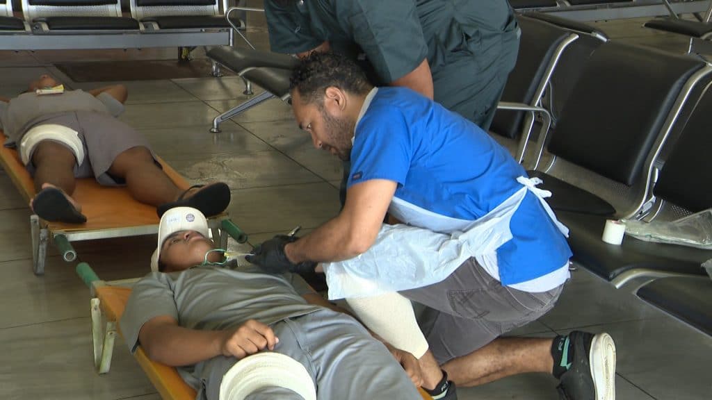 First responders carry out airport evacuation drill