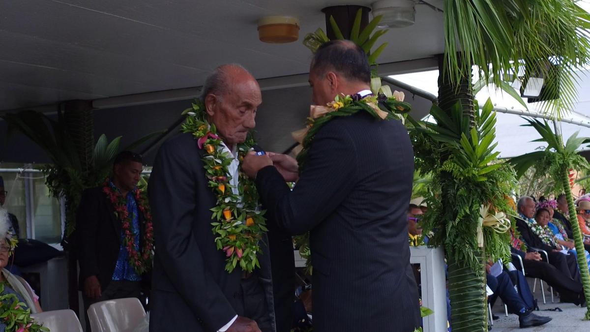 Hon. John Tofo Funaki (NPSM) awarded the Niue Public Service Medal