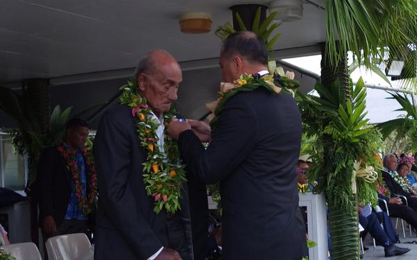 Hon. John Tofo Funaki (NPSM) awarded the Niue Public Service Medal