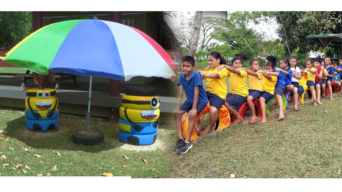 Recycle and re-use by students of Niue Primary school