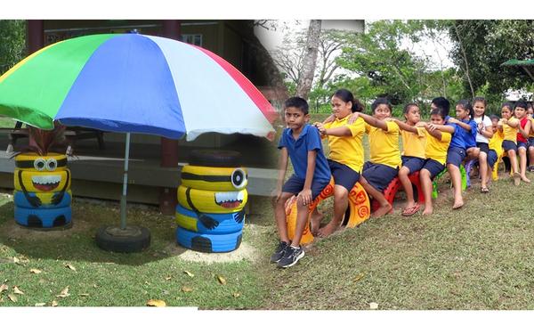 Recycle and re-use by students of Niue Primary school