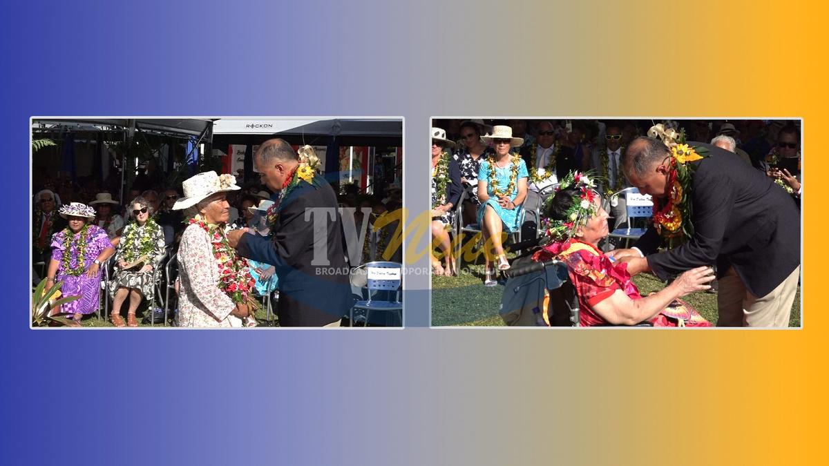 Educators Mrs Sabina Aue Fakanaiki and Mrs Janet Sipeli Tasmania awarded the Niue Public Service Medals.