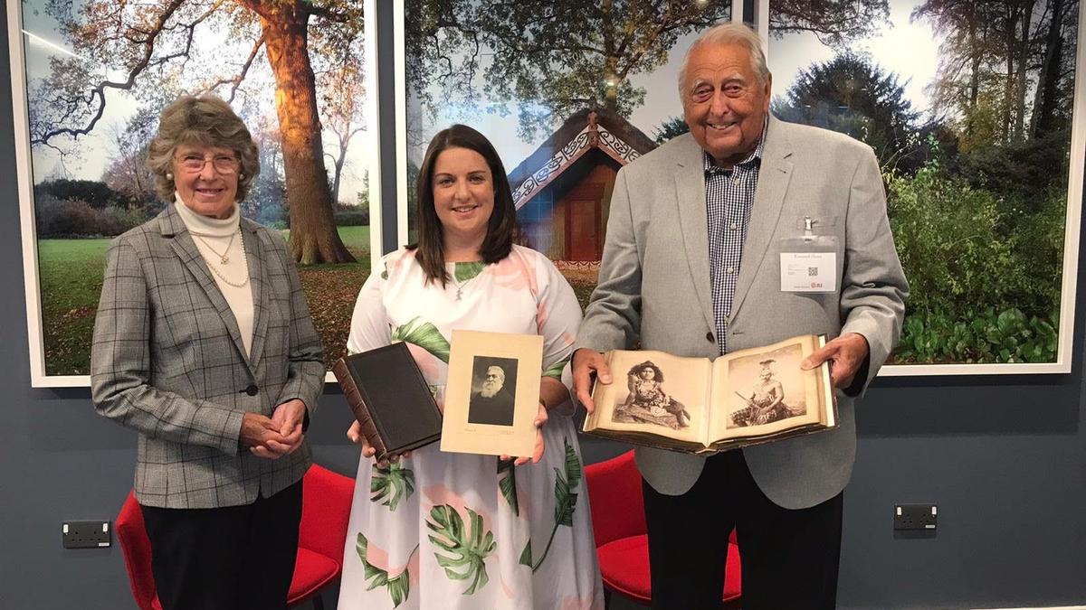 Lawes family of London gift Taoga of their family Bible and photographs to Niue