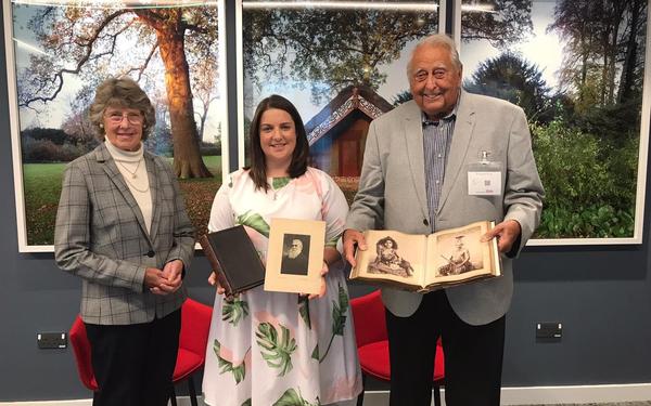 Lawes family of London gift Taoga of their family Bible and photographs to Niue
