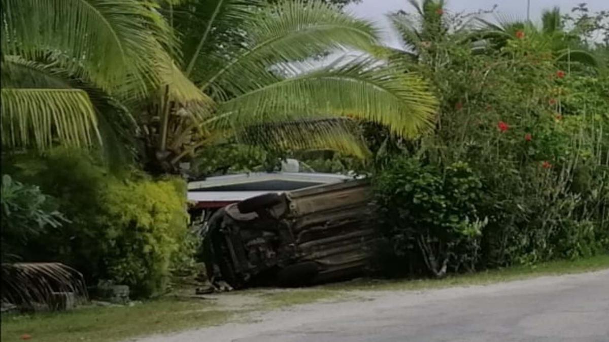 An accident at Alofi North woke family up when vehicle crashed into their yard.