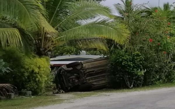 An accident at Alofi North woke family up when vehicle crashed into their yard.