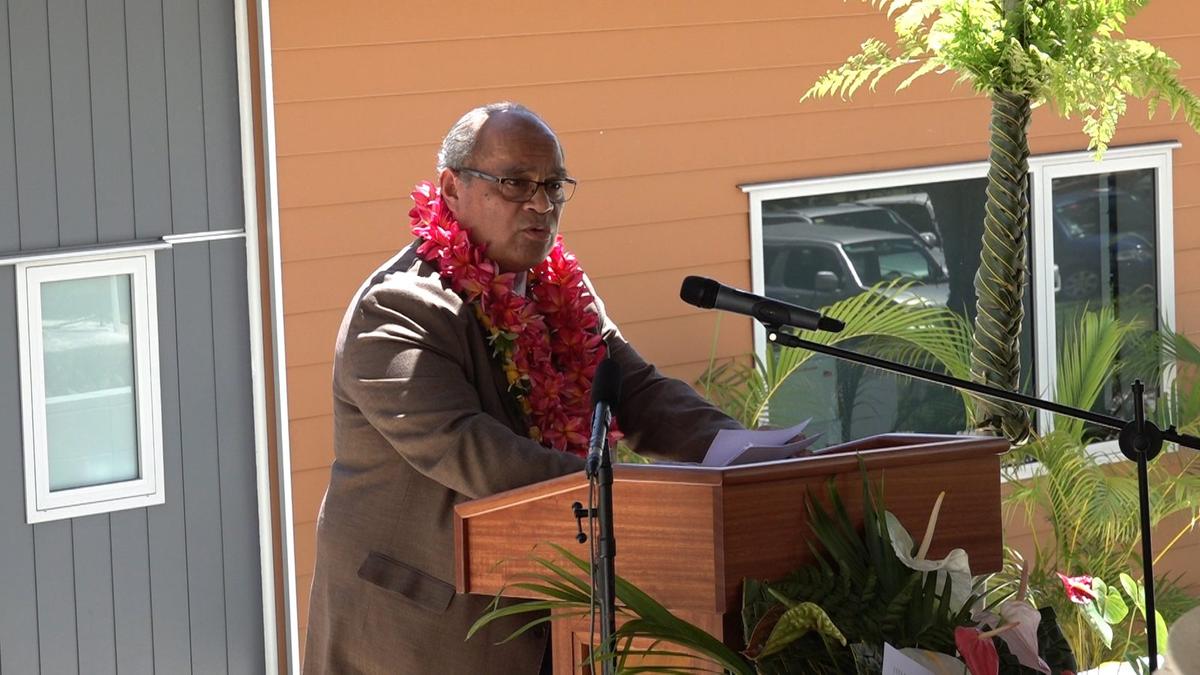 Minister Aupito William Sio impresses the crowd with his speech at the constitution celebrations announcing additional $22.4 million