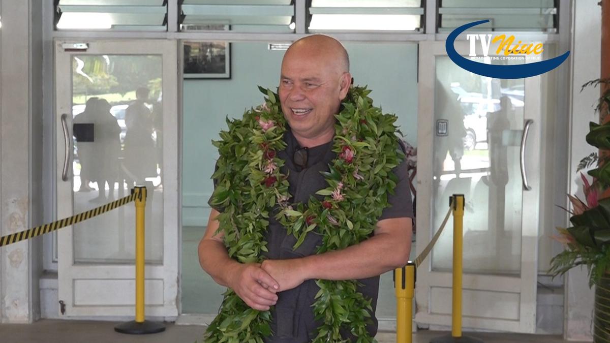 A celebratory welcome at the airport for Sir Collin Tukuitonga