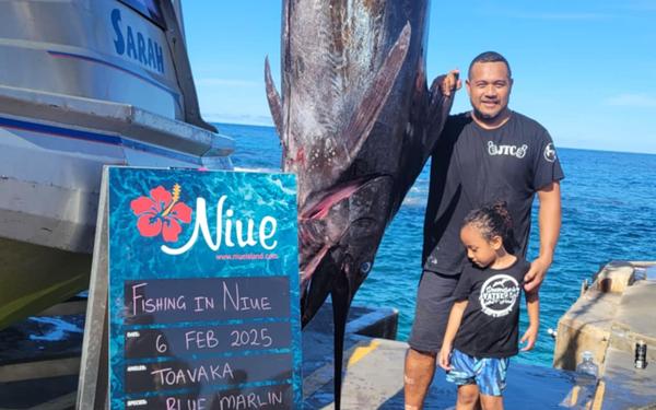Huge 312.2kg blue marlin caught off the Alofi coast this morning
